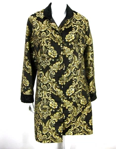 DB SPORT Long Sleeve Button Down Jacket Coat Size L Large Black Gold Paisley 226 - Picture 1 of 12