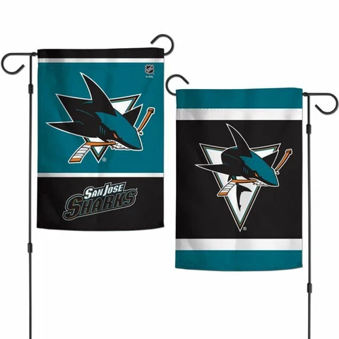 SAN JOSE SHARKS 2 SIDED GARDEN FLAG 12"X18" YARD BANNER NHL LICENSED Cover