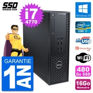 PC Dell Precision T1700 SFF Intel i7-4770 RAM 16Go SSD 480Go Windows 10 Wifi - Photo 1/7