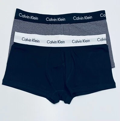 Calvin Klein Men’s Logo cotton Boxer Twin Pack (Black/Stripe)         RRP £36 - Image 1 of 4