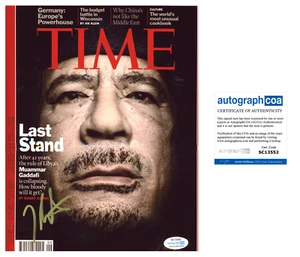 FOTO FIRMADA PLATÓN 8X10 FOTO PORTADA REVISTA GADDAFI TIEMPO FOTÓGRAFO ACOA DE AUTENTICIDAD - Imagen 1 de 1
