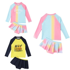 Kids Girl Swimwear Summer Bathing Suit Set Swimsuit 2 Piece Surfing Suits Top - Picture 1 of 20