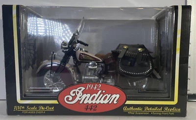Tootsietoy 1942 Indian 442 Bagger Motorcycle Diecast 1:10 Scale VTG Red/White - Image 1 of 4