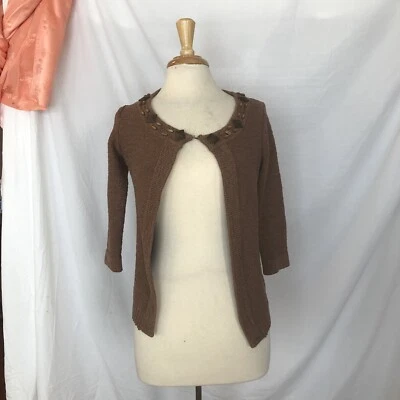 Vintage Carol Little Cárdigan Suéter Marrón Pequeño  Foto 1 de 4