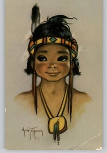 Falling Rain, Vintage Native Canada Art Postcard Signed Gerda Christoffersen - Picture 1 of 2
