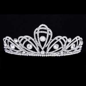 Bridal Pageant Rhinestone Crystal Wedding Prom Crown Tiara 7986 - Picture 1 of 4