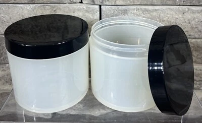 Bulk 12oz 89mm Polypropylene Thick Wall Jars, 350mL With Black Lids Lot Of 15 - Image 1 of 4