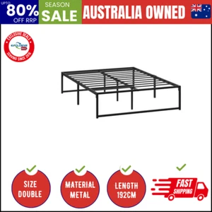 Metal Bed Frame Double Size Beds Platform Black - Picture 1 of 9