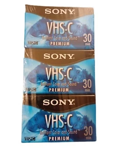 Sony VHS-C 30 Minute Premium Tape 3 Pack Camcorder Camera Brand New SEALED - Picture 1 of 3