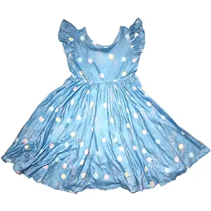 Dot Smile Girl 7 Blue Ice Cream Cone Birthday Empire Twirl Dress Polka Dot Party - Picture 1 of 4