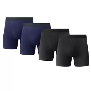 4PK Mens Cotton Boxer Briefs With Fly Underwear Bulk Size Medium Large M XL XXL - Picture 1 of 24