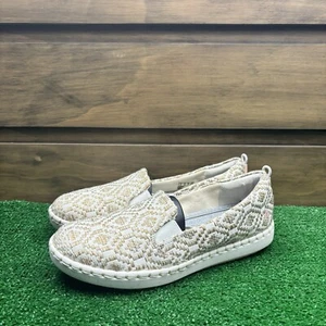 CLARKS CLOUDSTEPPERS womens comfort shoe size 7.5 M white & tan fabric upper - Picture 1 of 23