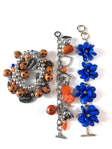Florida Gators Jewelry Double Bracelet/Lot Of Two Orange & Blue Flower Bracelets Cover