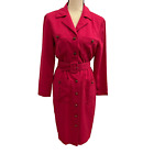 Vtg 80s/90s MELISSA Petites Pink Button Down Belted Dress Pockets Size 8 USA