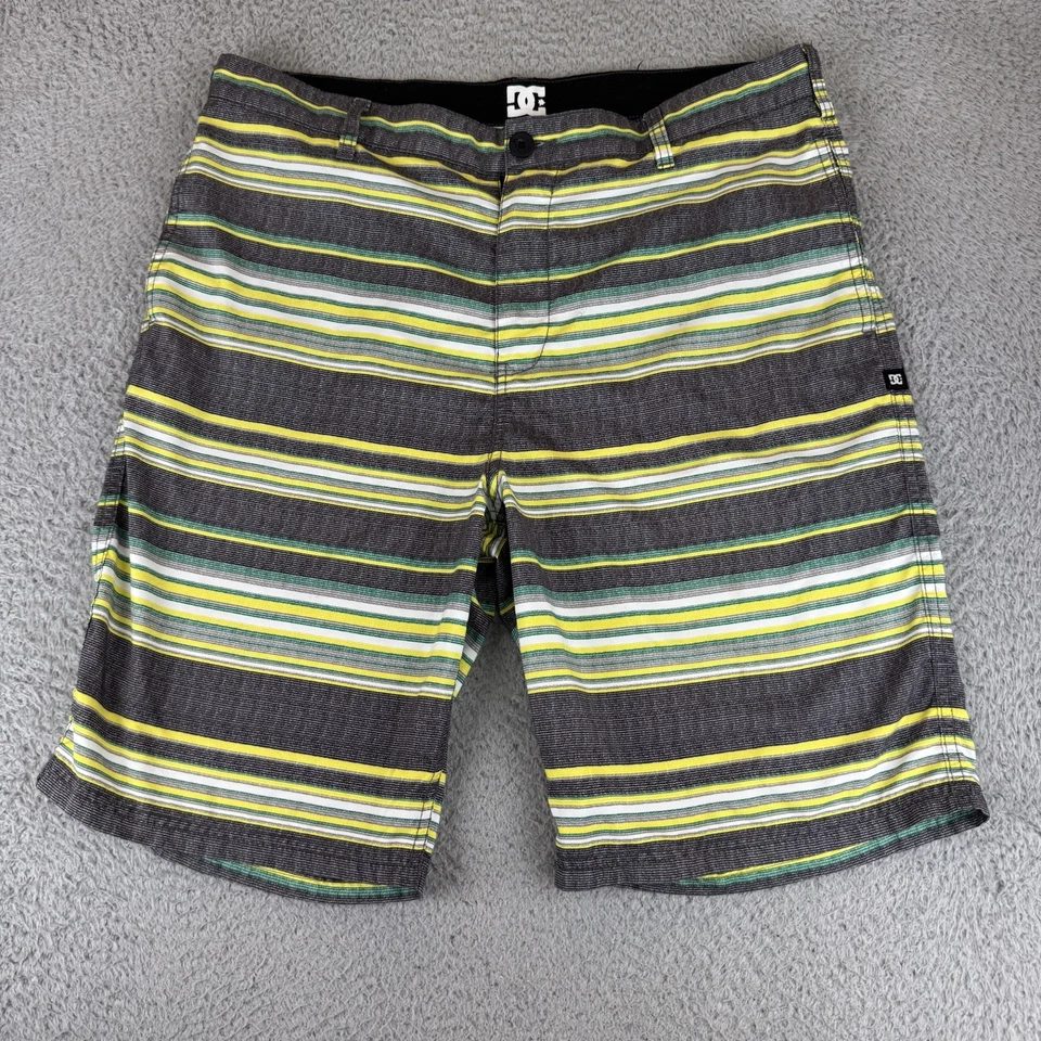 DC Shoes Hombres Talla 36 Negro Amarillo Verde Rayas Surf Bañador Skateboard Shorts Foto 1 de 4