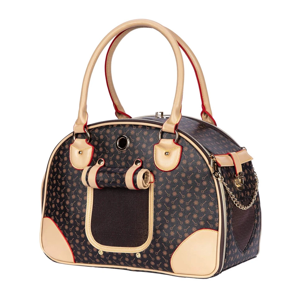 Luxury Pet Carrier Puppy Small Dog Cat Bag Waterproof Premium PU Leather Carryin