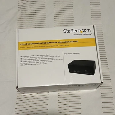 StarTech.com 2 Port Dual DisplayPort USB KVM Switch with Audio & USB - NEW - Image 1 of 4