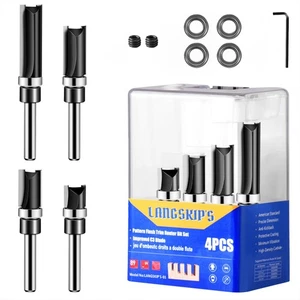 Trim Router Bit Set, Langskip's 4 Stck. 1/4 Zoll Schaft Top Bearing Flush Trim Route - Bild 1 von 8