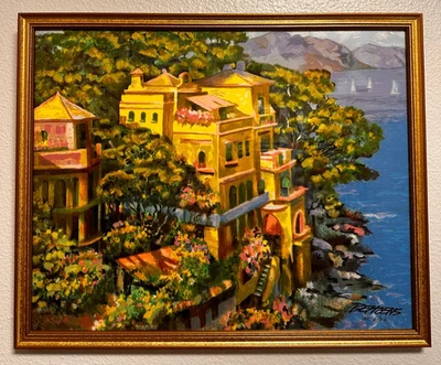 Arte serigrafía enmarcado edición limitada firmado a mano Howard Behrens VILLA PORTOFINO Foto 1 de 2