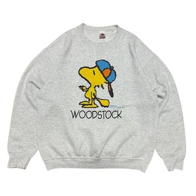 Fruit of the Loom Woodstock Gray Sweatshirt 90s L Size Peanuts Snoopy Vintage - Image 1 of 4
