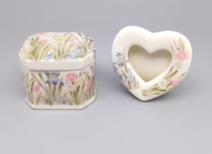 Takahashi San Francisco Small Ceramic Iris Trinket Box with Lid And Frame - Picture 1 of 8