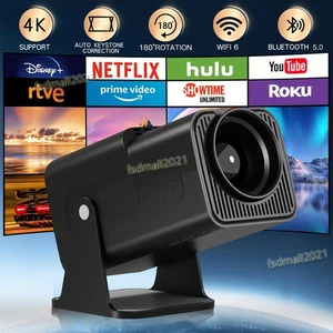 Portable 4K Projector Android TV 1080P 5G WiFi Bluetooth HDMI Video Home Theater - Picture 1 of 17