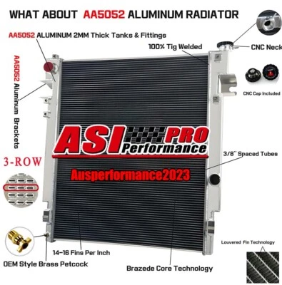 Aluminum 3-Row Radiator For 2010-2012 Dodge Ram 2500 3500 4500 6.7L Cummins ASI - Image 1 of 4