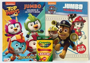 3pc Nickelodeon Paw Patrol & Top Wing Jumbo Coloring & Activity Books + Crayons - Picture 1 of 12