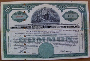 Consolidated Edison Stock Certificate dated 1930s-1960s - Picture 1 of 1