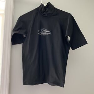 Quiksilver Rashguard Shirt Boy's Black Short Sleeve Logo Size Medium?