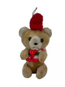Oso de peluche adorno de Navidad marrón claro con sombrero y chaleco - Imagen 1 de 8