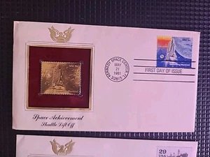 2 Gold First Day Of Issue Space Shuttle First Liberty Ship - Picture 1 of 1