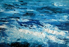 ORIGINAL ACRYLIC PAINTING OF THE SEA BY ANN MARIE WHITTON 