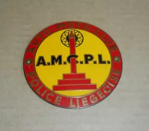 Ancien badge plaque de calandre - AMCPL RALLYE POLICE Liège ( 1er de 1955 ?) - Bild 1 von 2