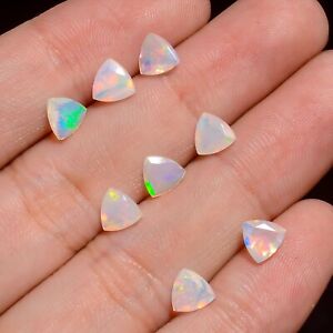 Natural White Ethiopian Opal Cut Stone Loose Gemstone 8 Pcs 3.5 Ct. 6X6X3 mm