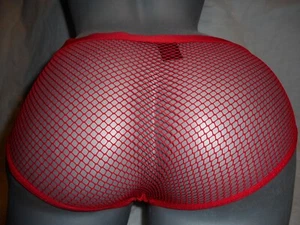 Frederick's Of Hollywood Fishnet & Lace Boyshort Barbados Cherry Medium - Picture 1 of 24