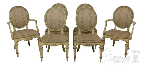 L57976EC: French Louis XVI Style Paint Decorated Dining Room Chairs Cover