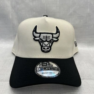 CHICAGO BULLS NEW ERA 9FORTY Team Snapback-Black/Cream Snapback Hat Cap - Picture 1 of 5