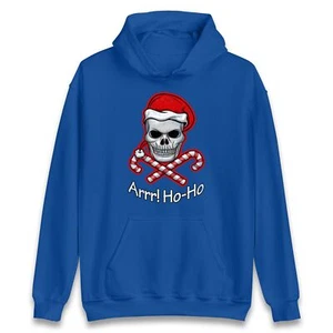 Ho Ho Christmas Skull Hoodie,Offensive Christmas Hood,Ugly Christmas Hood - Picture 1 of 8