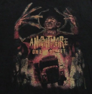  A NIGHTMARE ON ELM STREET Freddy Krueger Horror Movie Retro Black T Shirt Sz L - Image 1 of 4