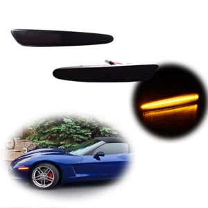 Amber Full LED Side Marker Indicator Lights For 2005-2013 Chevrolet Corvette C6 - Picture 1 of 9