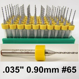 0,035 Zoll 0,90 mm #65 Vollhartmetall Bohrereinsätze 50 Stück 1/8 Zoll Schaft R/S - Bild 1 von 2