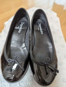 Zapatos de ballet repetitto cinta plana negra charol tacón 37,5 USADOS Japón FS - Imagen 1 de 8