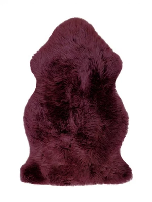 2' X 3' Burgundy New Zealand Natural Sheepskin Rug - Imagem 1 de 4