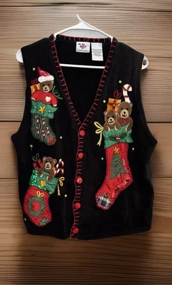 Cascanueces Mujer Bordado Feo Navidad Suéter Chaleco Talla M Foto 1 de 4