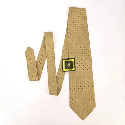 Corbata de diseñador hecha a mano 100 % seda patrón geométrico azul y dorado Valerio Garati Foto 1 de 4