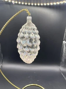 Klares mundgeblasenes Glas funkelnd glitzernd Tannenzapfen Weihnachtsschmuck Deko - Bild 1 von 4