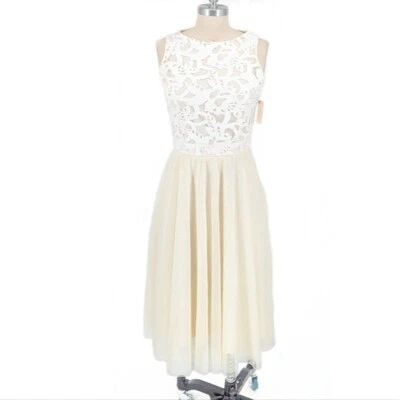 Alexia Admor Faux Leather Laser Cut Mesh Dress White M wedding preppy coquette - Image 1 of 4