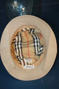 Vtg Burberrys' made England beige original check rain bucket hat sz S casual mod - Picture 1 of 12