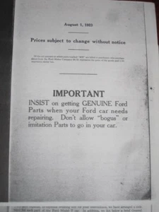 FOTOKOPIE: 1923 FORD Model T illustriertes Teilebuch KOSTENLOSER VERSAND AUSTRALIEN - Bild 1 von 3